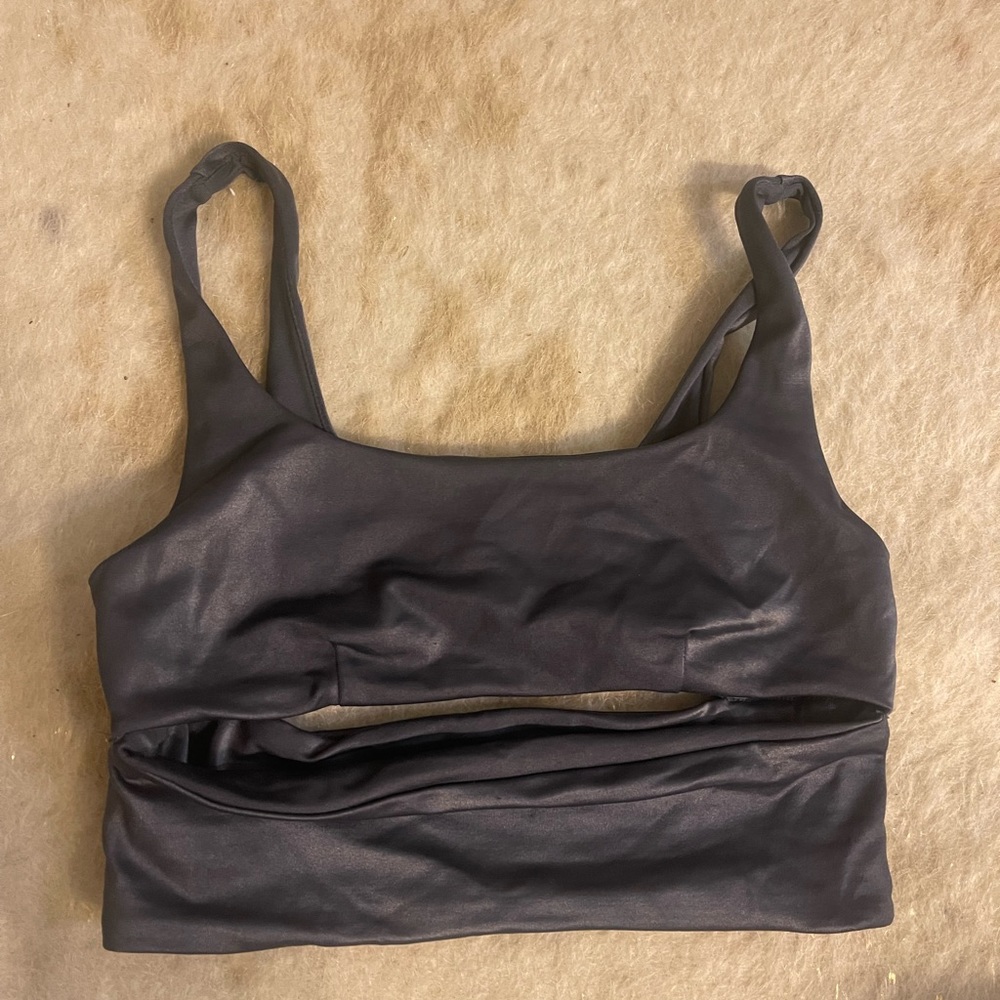 Alo slit bra in grey metallic Size small
